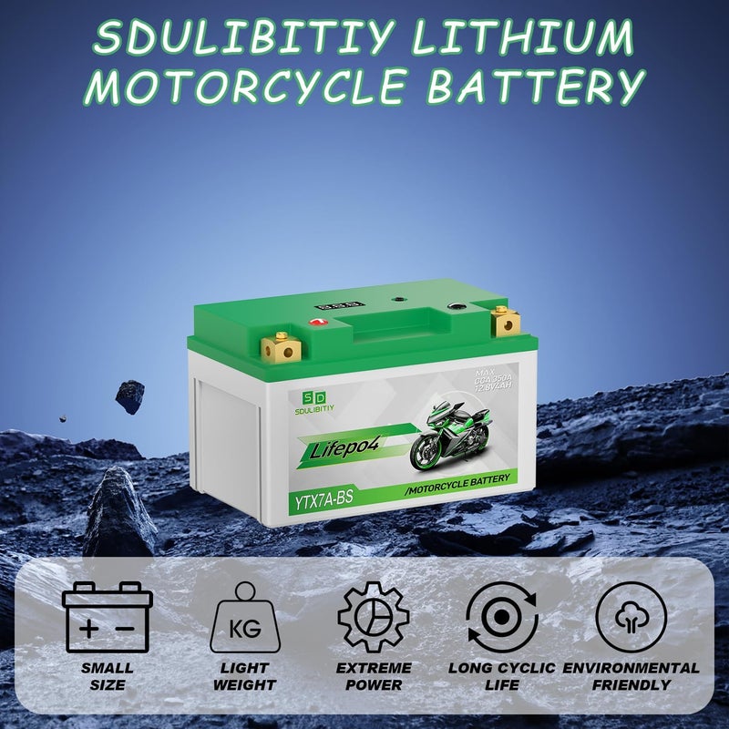 SDULIBITIY YTX7A-BS Lithium Motorcycle Battery 12.8V 4Ah 350CCA High Performance Lithium Powersports Battery with Smart BMS, Compatible Motorcycle, Scooter,ATV, UTV, Snowmobiles,4 Wheeler, and Generator Battery - Image 5